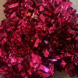 Metalic pink cheerleading baton Pom Poms